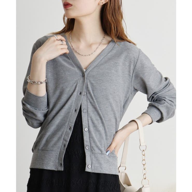 梨地カットＶネックカーデ | atONE | 詳細画像6 