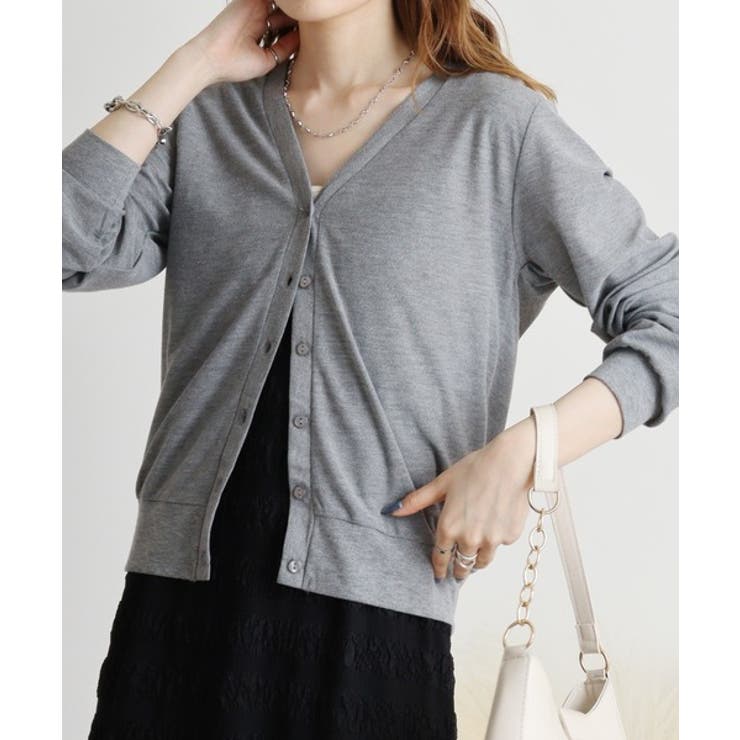 梨地カットＶネックカーデ | atONE | 詳細画像8 