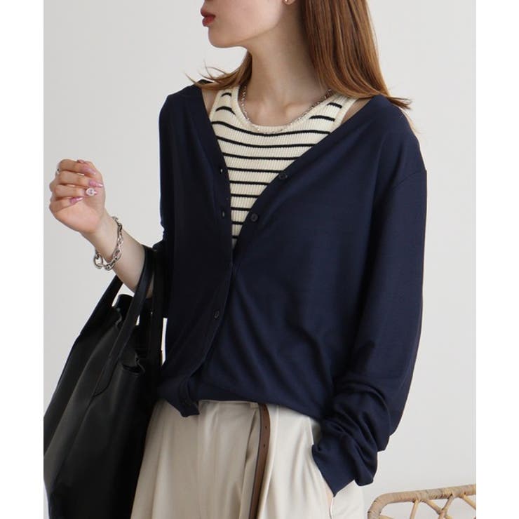 梨地カットＶネックカーデ | atONE | 詳細画像4 