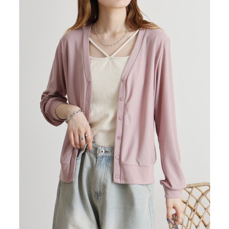 梨地カットＶネックカーデ | atONE | 詳細画像15 