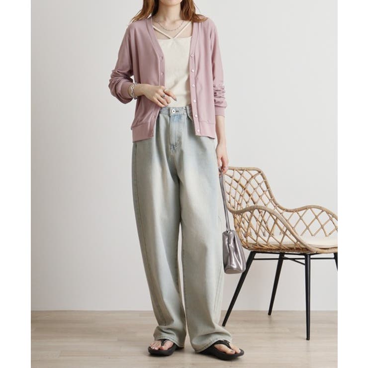 梨地カットＶネックカーデ | atONE | 詳細画像18 