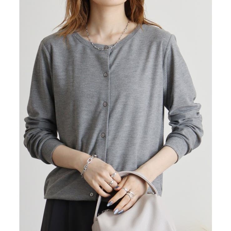 梨地カットクルーネックカーデ | atONE | 詳細画像7 