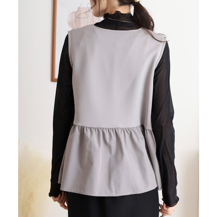 ダンボールニット×布帛切替パール付きZIPベスト | atONE | 詳細画像19 