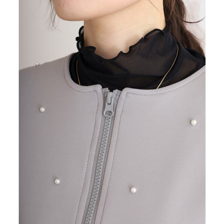 ダンボールニット×布帛切替パール付きZIPベスト | atONE | 詳細画像20 