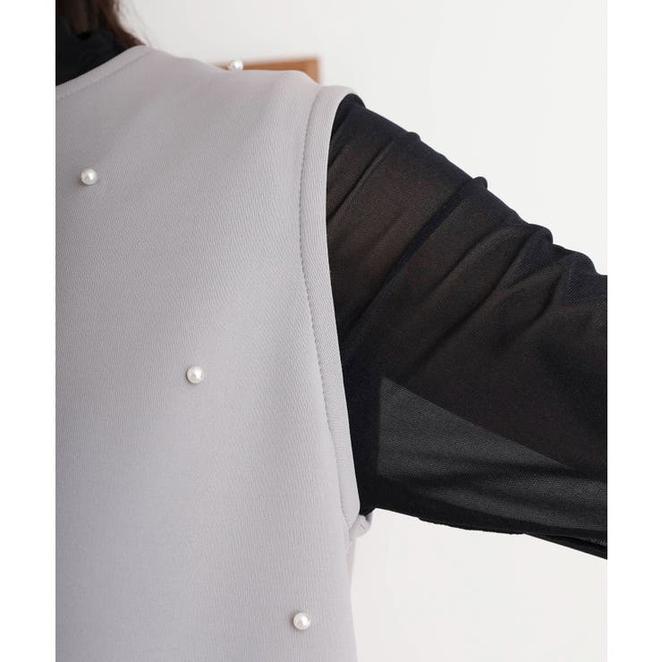 ダンボールニット×布帛切替パール付きZIPベスト | atONE | 詳細画像22 