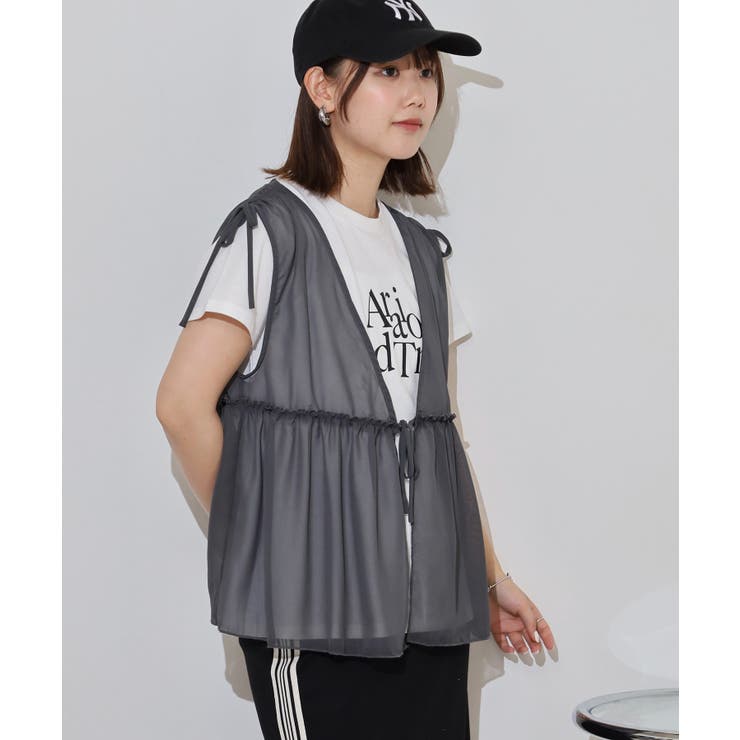 シフォンベスト＋天竺AラインシルエットTシャツアンサンブル | atONE | 詳細画像9 