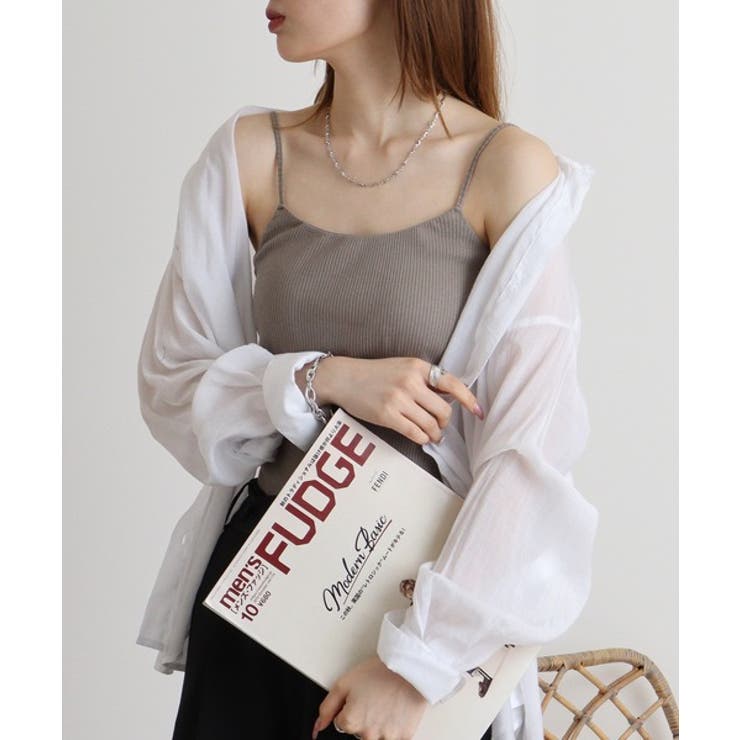 DARK GRAYGE | カップ付きバッククロスリブキャミソール | atONE