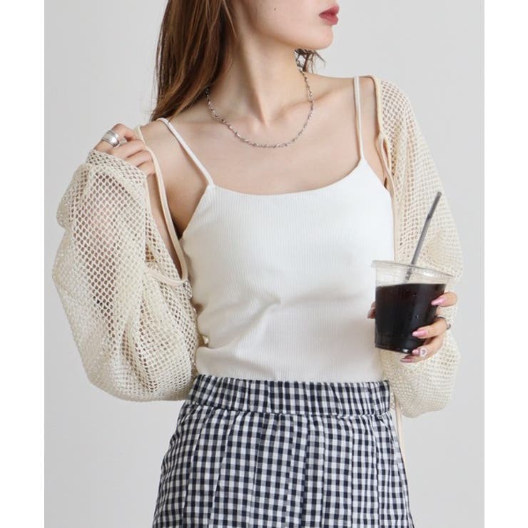 OFF WHITE | カップ付きバッククロスリブキャミソール | atONE