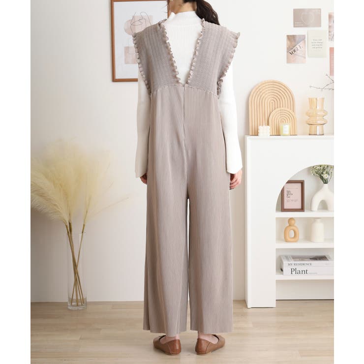 胸元レースアップギャザーオールインワン | atONE | 詳細画像12 