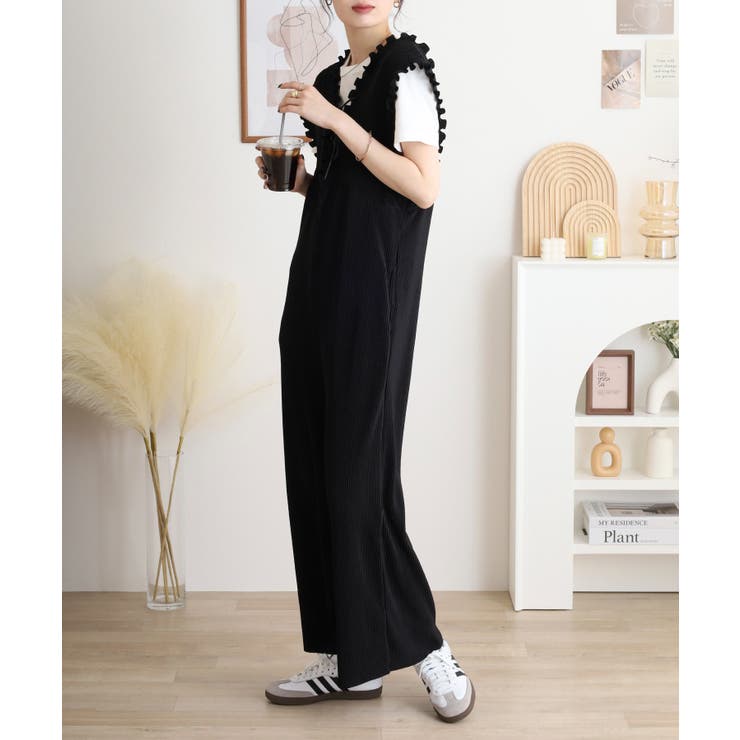 胸元レースアップギャザーオールインワン | atONE | 詳細画像3 