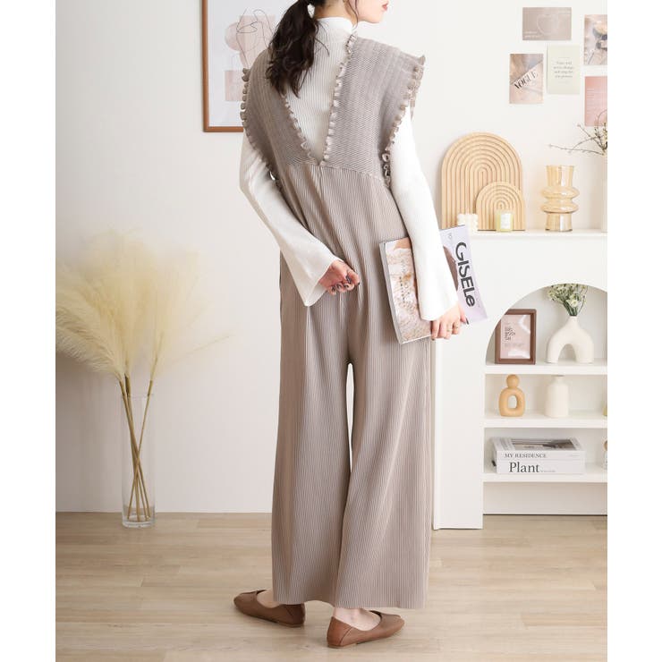 胸元レースアップギャザーオールインワン | atONE | 詳細画像6 