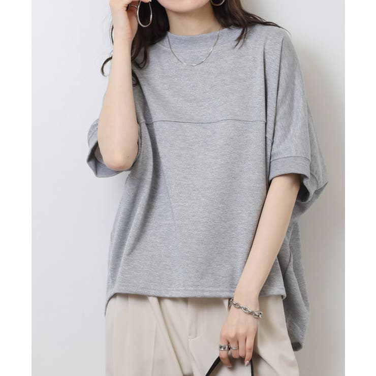 ラメ混裏毛デザインハーフスリーブプルオーバートップス | atONE | 詳細画像11 