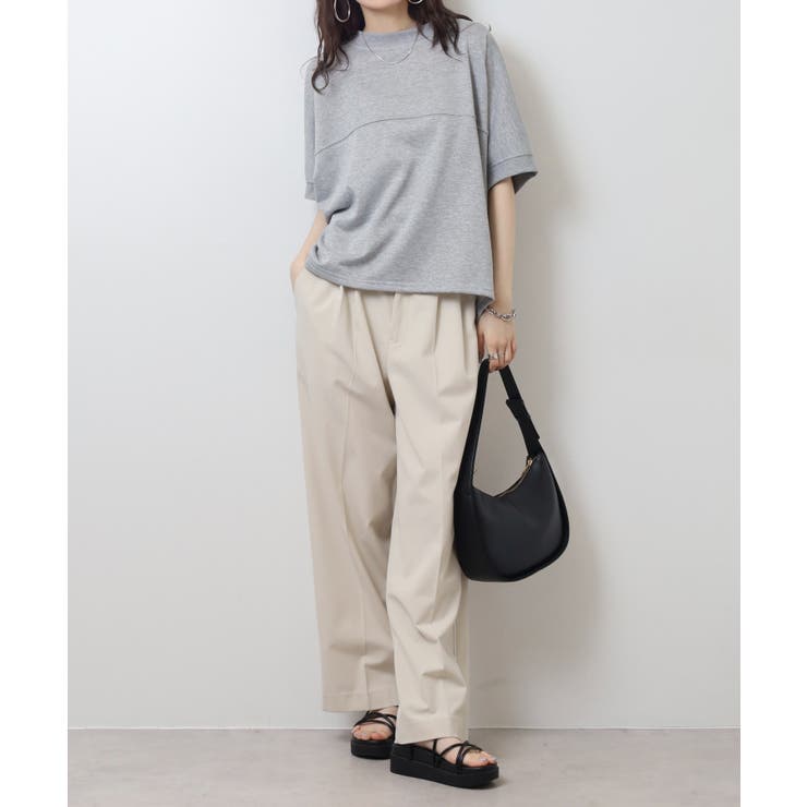 ラメ混裏毛デザインハーフスリーブプルオーバートップス | atONE | 詳細画像12 