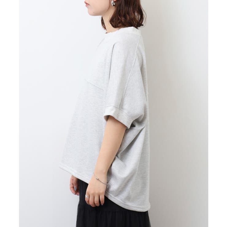 ラメ混裏毛デザインハーフスリーブプルオーバートップス | atONE | 詳細画像14 