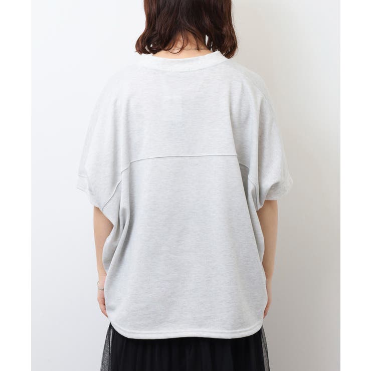 ラメ混裏毛デザインハーフスリーブプルオーバートップス | atONE | 詳細画像15 