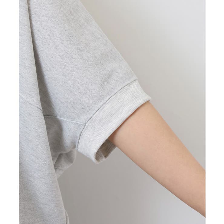 ラメ混裏毛デザインハーフスリーブプルオーバートップス | atONE | 詳細画像17 