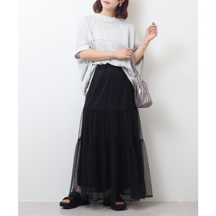 ラメ混裏毛デザインハーフスリーブプルオーバートップス | atONE | 詳細画像4 