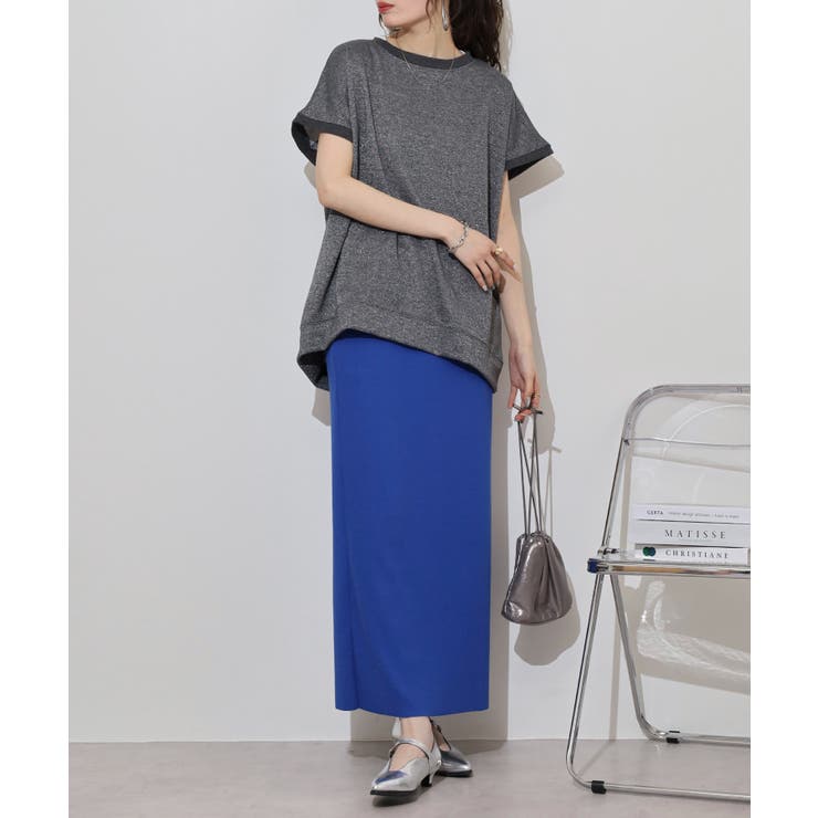 ラメ混裏毛デザインフレンチスリーブプルオーバートップス | atONE | 詳細画像12 