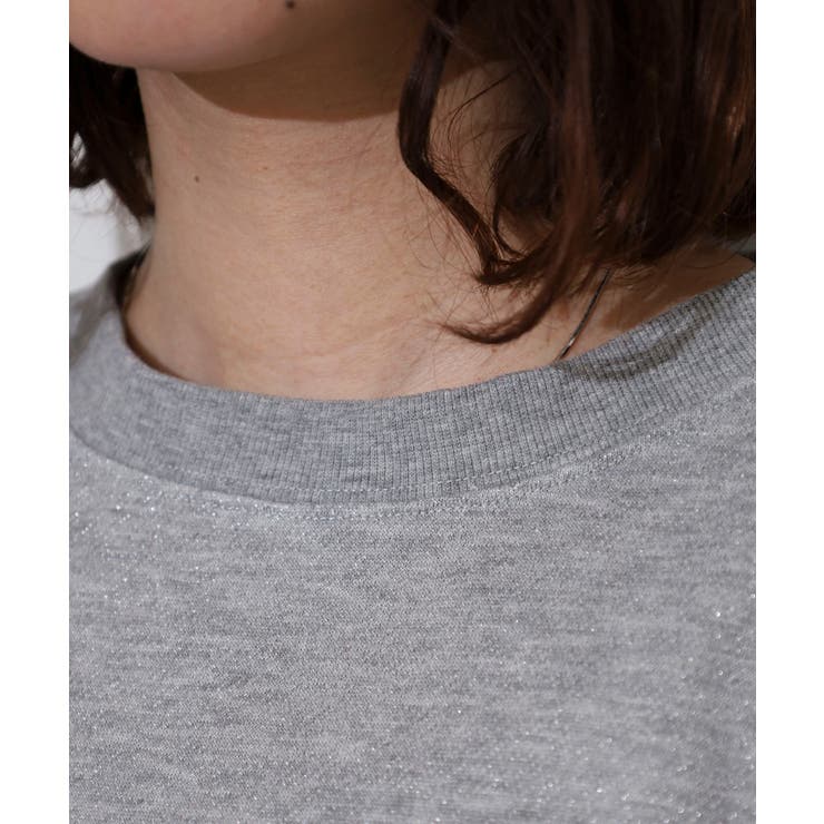 ラメ混裏毛デザインフレンチスリーブプルオーバートップス | atONE | 詳細画像17 
