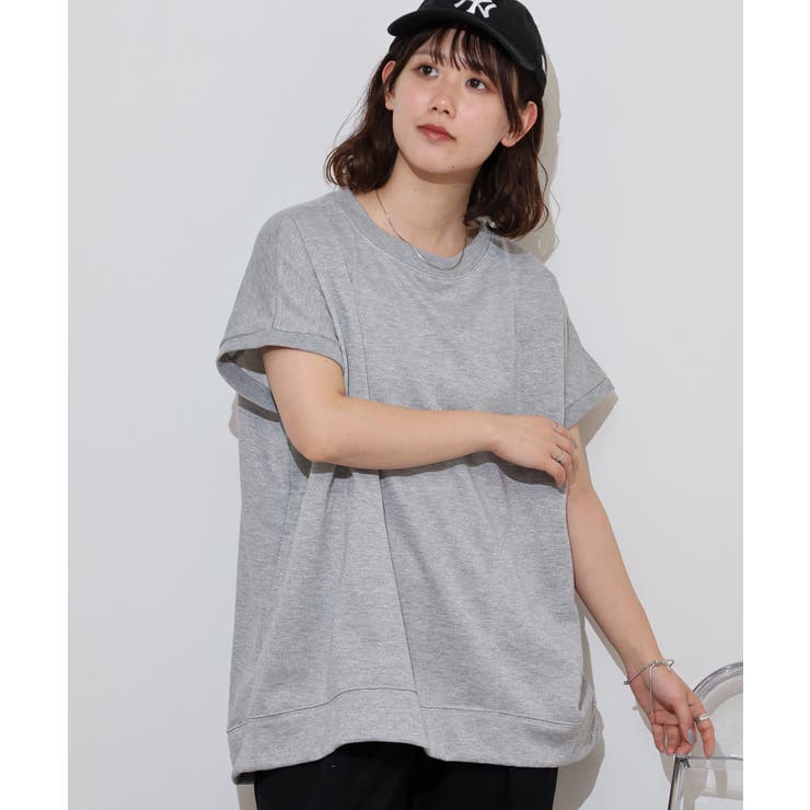 ラメ混裏毛デザインフレンチスリーブプルオーバートップス | atONE | 詳細画像6 