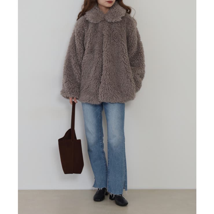 シープファーステンカラーミドル丈コート | atONE | 詳細画像28 