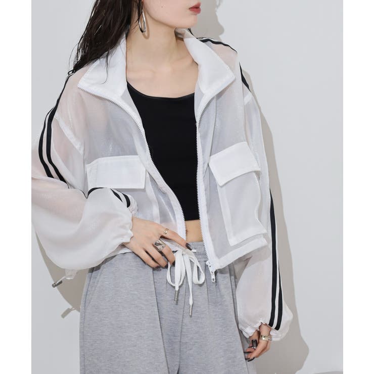 オフホワイト | ライン入りオーガンシアーブルゾン | atONE