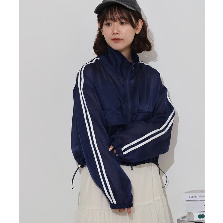 ネイビー | ライン入りオーガンシアーブルゾン | atONE