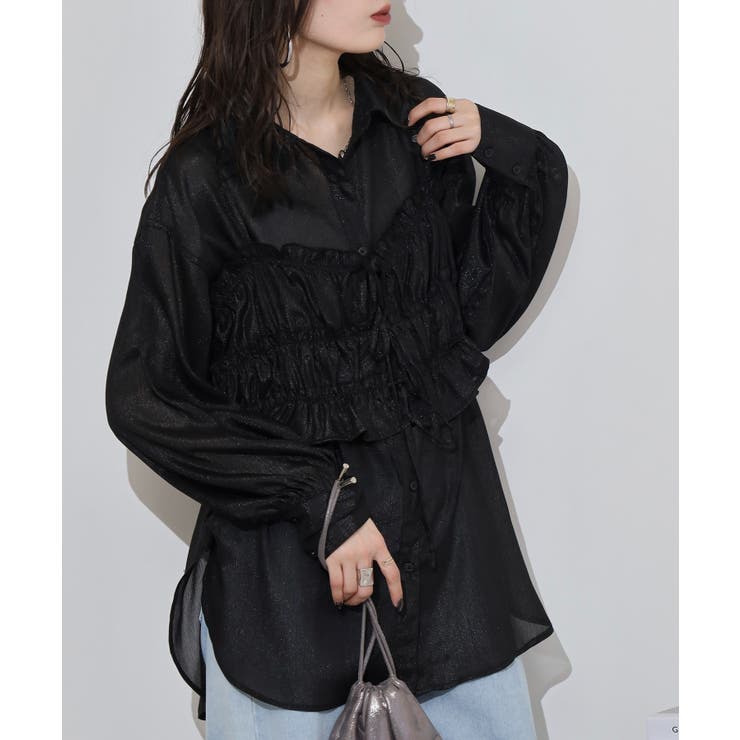 ラメ楊柳シアービスチェセットブラウス | atONE | 詳細画像13 