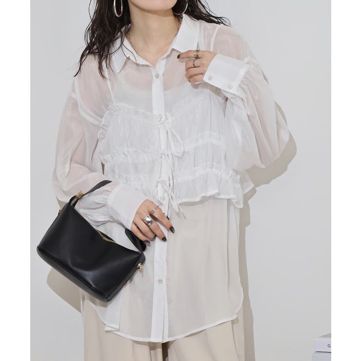 ラメ楊柳シアービスチェセットブラウス | atONE | 詳細画像1 