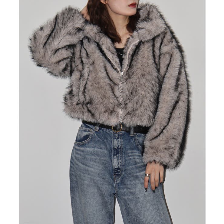 ミックスファーWジップショート丈ブルゾン | atONE | 詳細画像2 