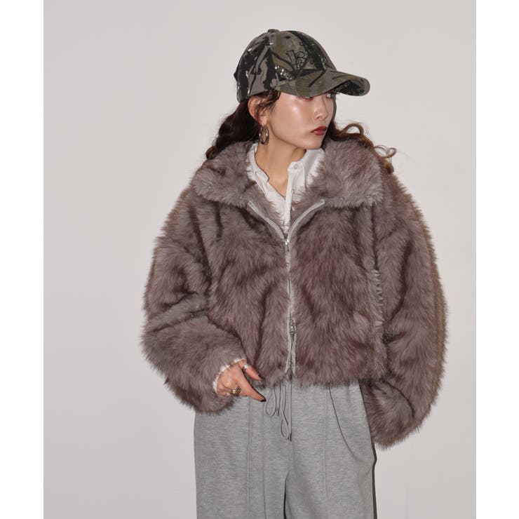 ミックスファーWジップショート丈ブルゾン | atONE | 詳細画像25 