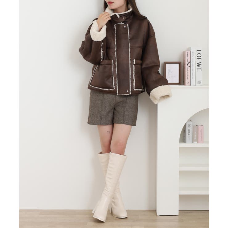 フェイクムートンボンディング裏ボアジャケットブルゾン | atONE | 詳細画像8 