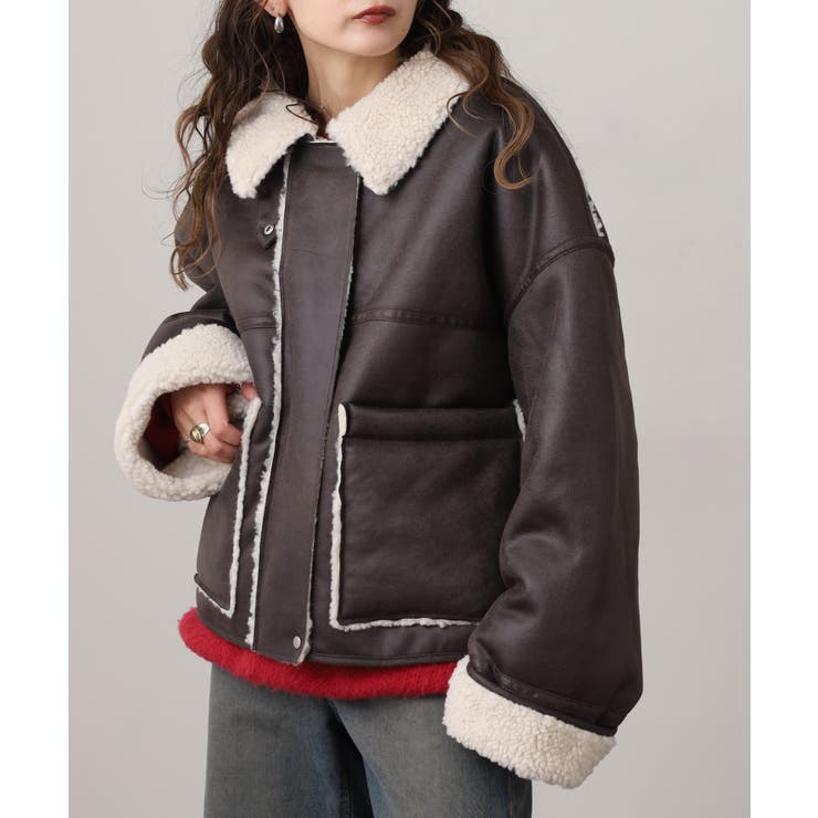 フェイクムートンボンディング裏ボアジャケットブルゾン | atONE | 詳細画像9 