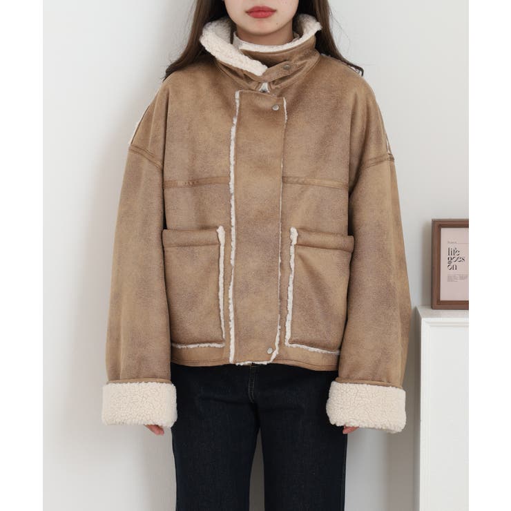 フェイクムートンボンディング裏ボアジャケットブルゾン | atONE | 詳細画像13 