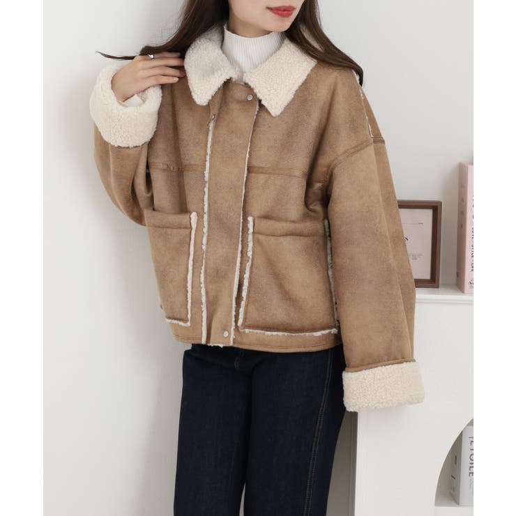 フェイクムートンボンディング裏ボアジャケットブルゾン | atONE | 詳細画像2 