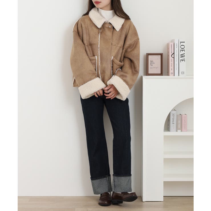 フェイクムートンボンディング裏ボアジャケットブルゾン | atONE | 詳細画像4 