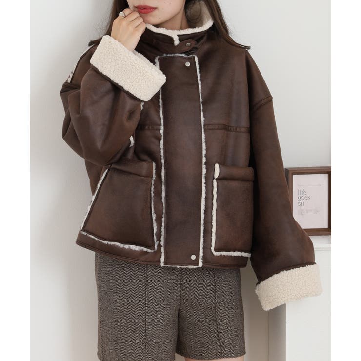 フェイクムートンボンディング裏ボアジャケットブルゾン | atONE | 詳細画像5 