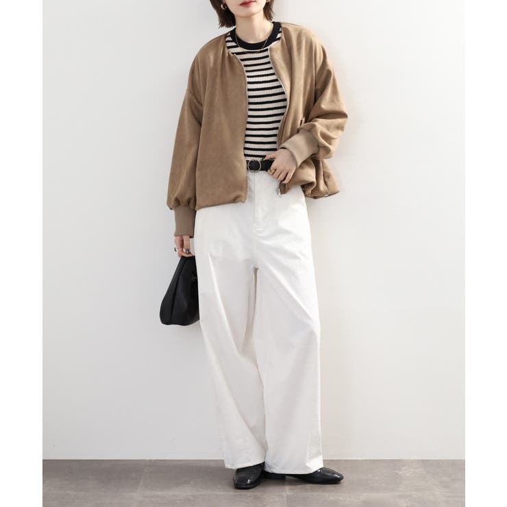 スエードポンチ裾バルーンリブブルゾン | atONE | 詳細画像15 