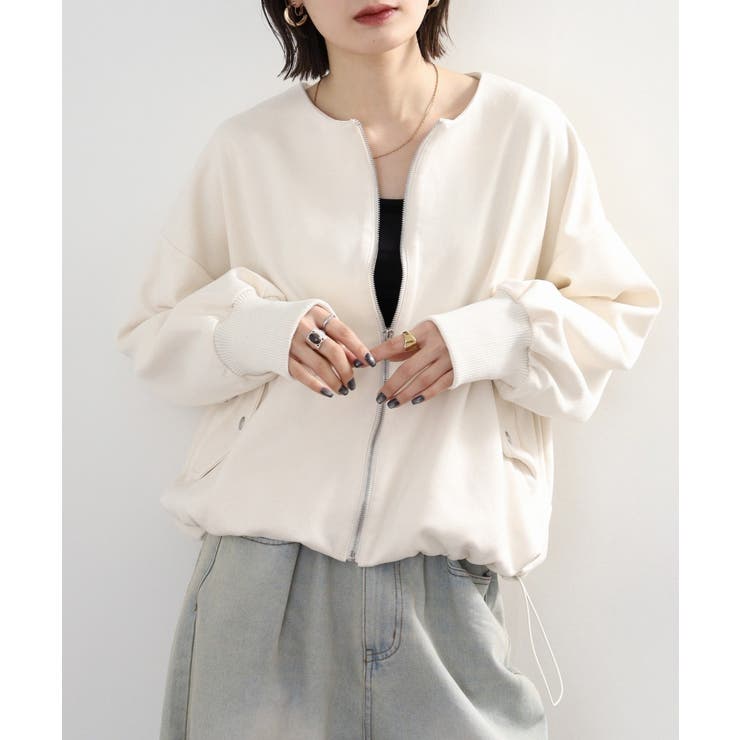 スエードポンチ裾バルーンリブブルゾン | atONE | 詳細画像21 