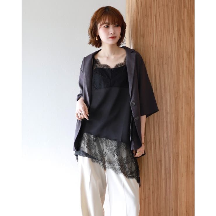 レース切替サテンアシメキャミ | atONE | 詳細画像6 