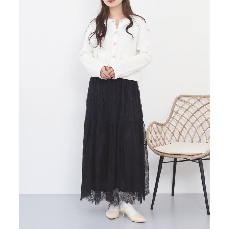 ひげレース切替ロング丈スカート | atONE | 詳細画像15 