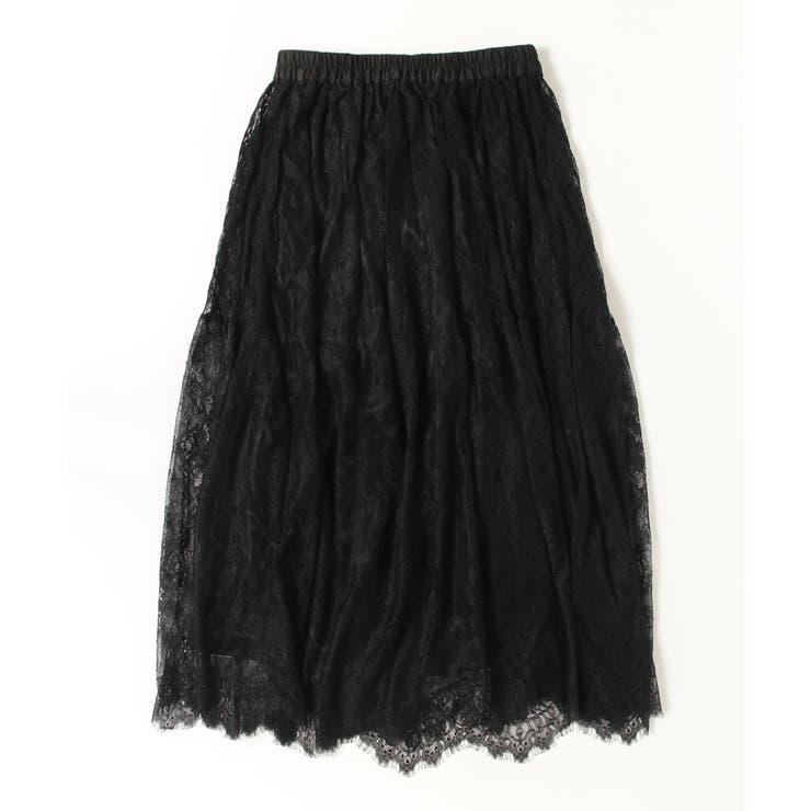 ひげレース切替ロング丈スカート | atONE | 詳細画像24 