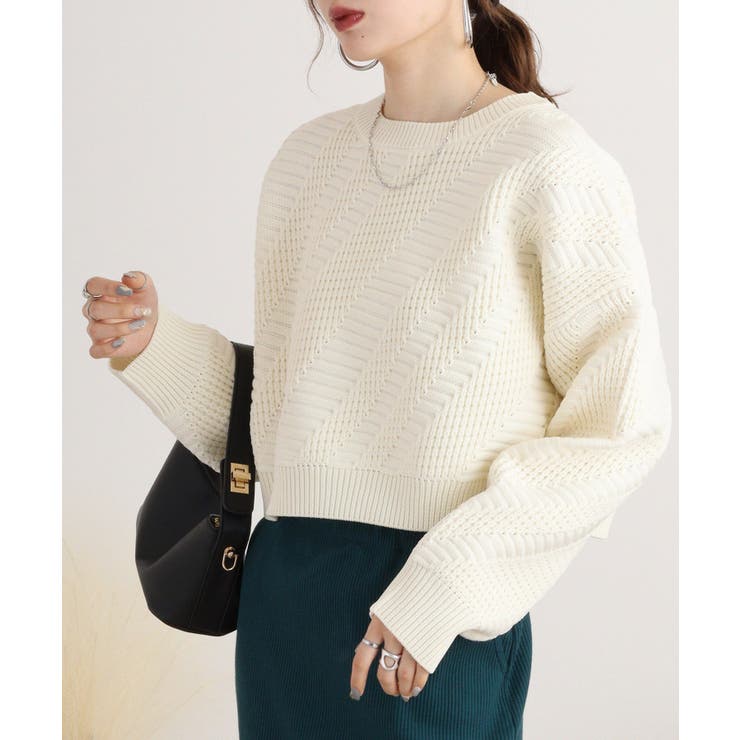 無地ニットプルオーバー | atONE | 詳細画像7 