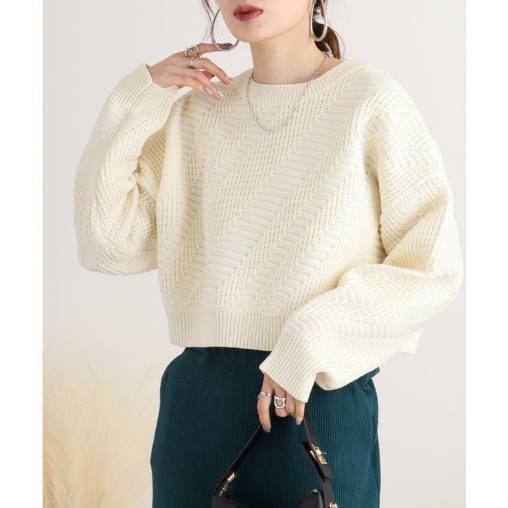 無地ニットプルオーバー | atONE | 詳細画像8 