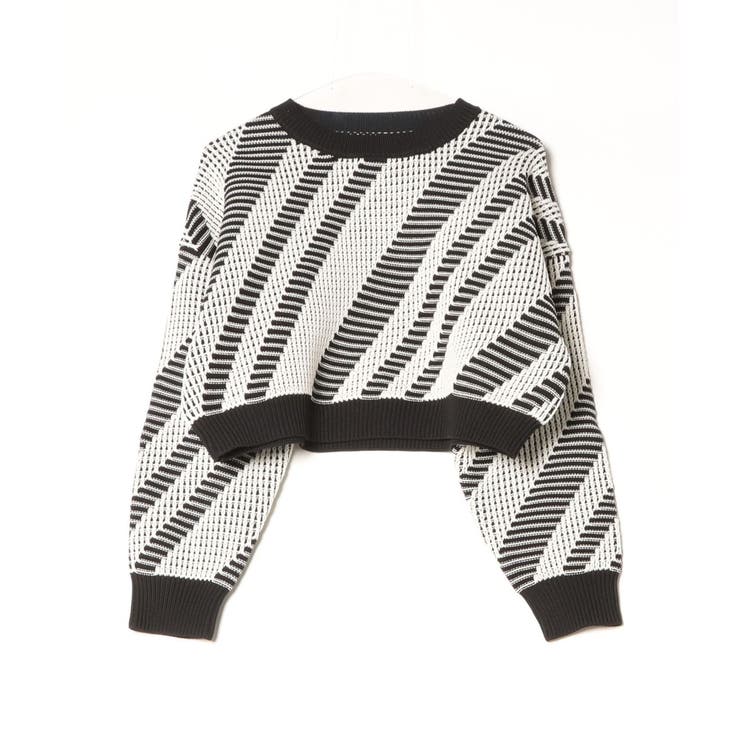 柄ニットショートプルオーバー | atONE | 詳細画像11 