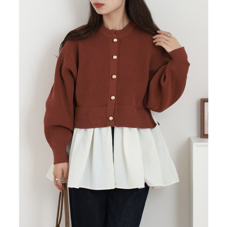 片畦 スポンディッシュ ドッキング ニット カーディガン | atONE | 詳細画像7 