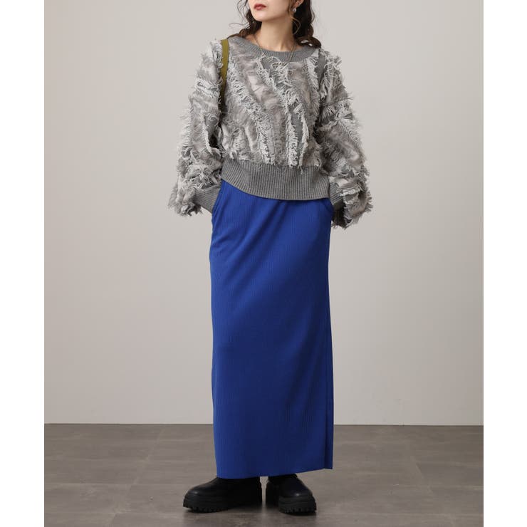 モヘアタッチ フリンジジャガード ニット プルオーバー | atONE | 詳細画像18 