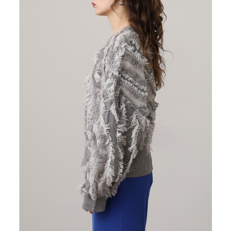 モヘアタッチ フリンジジャガード ニット プルオーバー | atONE | 詳細画像20 