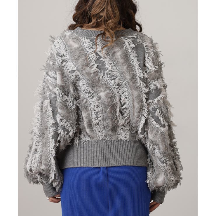 モヘアタッチ フリンジジャガード ニット プルオーバー | atONE | 詳細画像21 