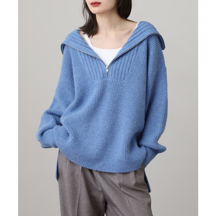 ビッグカラー風 ハーフZIP プルオーバーもっちり ニット トップス | atONE | 詳細画像6 